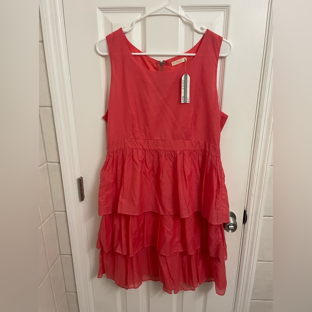 Tulle Brand Tiered Coral Sleeveless Dress Size XL